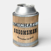 Gepersonaliseerde Groomsman Gift Rustic Bourbon Ba Blikjeskoeler (Blikje Voorkant)