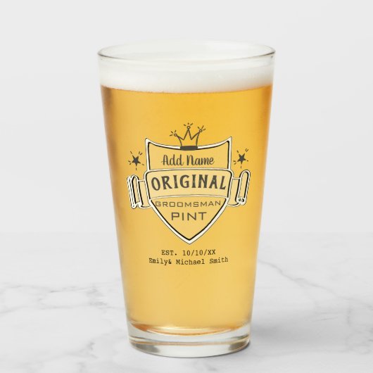 Gepersonaliseerde Groomsman Gifts PINT GLASS Dank  Glas (Voorkant gevuld)