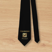 gepersonaliseerde groomsman Gold script zwarte Str Stropdas