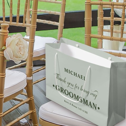 Gepersonaliseerde Groomsman Green Bedankt Groot Cadeauzakje