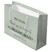 Gepersonaliseerde Groomsman Green Bedankt Groot Cadeauzakje (Voorkant Gekanteld)