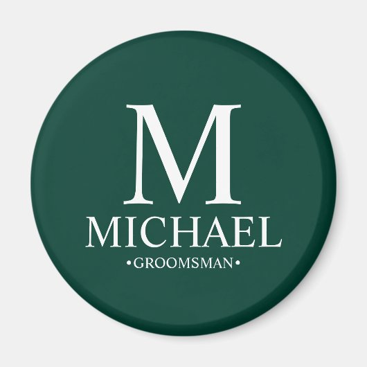 Gepersonaliseerde Groomsman Naam en Monogram Magneet (Voorkant)