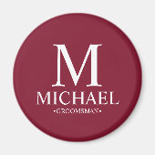 Gepersonaliseerde Groomsman Naam en Monogram Magneet (Voorkant)