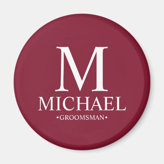 Gepersonaliseerde Groomsman Naam en Monogram Magneet (Voorkant)
