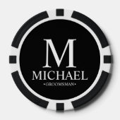 Gepersonaliseerde Groomsman Naam en Monogram Poker Chips (Voorkant)