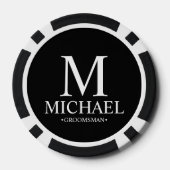 Gepersonaliseerde Groomsman Naam en Monogram Poker Chips (Achterkant)