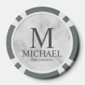 Gepersonaliseerde Groomsman Naam en Monogram Poker Chips (Achterkant)