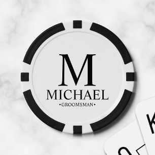 Gepersonaliseerde Groomsman Naam en Monogram Poker Chips