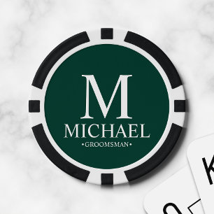 Gepersonaliseerde Groomsman Naam en Monogram Poker Chips