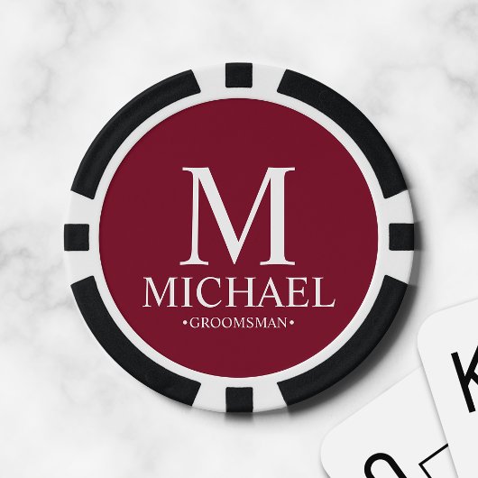 Gepersonaliseerde Groomsman Naam en Monogram Poker Chips