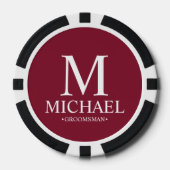 Gepersonaliseerde Groomsman Naam en Monogram Poker Chips (Voorkant)