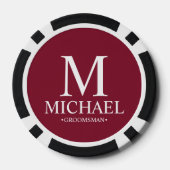 Gepersonaliseerde Groomsman Naam en Monogram Poker Chips (Achterkant)