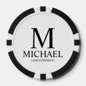 Gepersonaliseerde Groomsman Naam en Monogram Poker Chips (Voorkant)