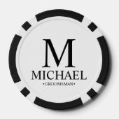 Gepersonaliseerde Groomsman Naam en Monogram Poker Chips (Achterkant)