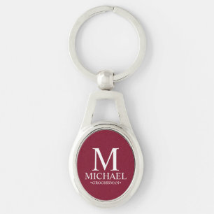 Gepersonaliseerde Groomsman Naam en Monogram Sleutelhanger