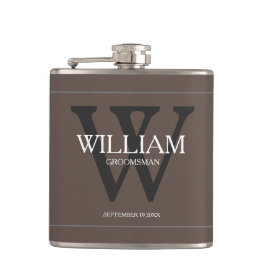 Gepersonaliseerde Groomsman Name Tan Wedding Flask Heupfles