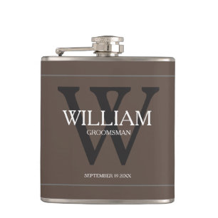 Gepersonaliseerde Groomsman Name Tan Wedding Flask Heupfles