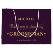 Gepersonaliseerde Groomsman Paarse en Goud Dank u Groot Cadeauzakje (Achterkant)