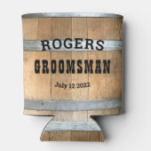 Gepersonaliseerde Groomsman Rustic Bourbon Barrel Blikjeskoeler (Achterkant)