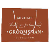 Gepersonaliseerde Groomsman Terracotta Dank u Groot Cadeauzakje (Achterkant)