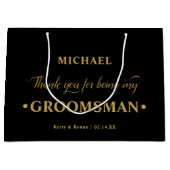 Gepersonaliseerde Groomsman Zwart en Goud Dank u Groot Cadeauzakje (Voorkant)