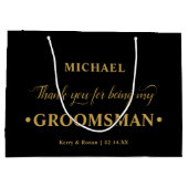 Gepersonaliseerde Groomsman Zwart en Goud Dank u Groot Cadeauzakje (Achterkant)