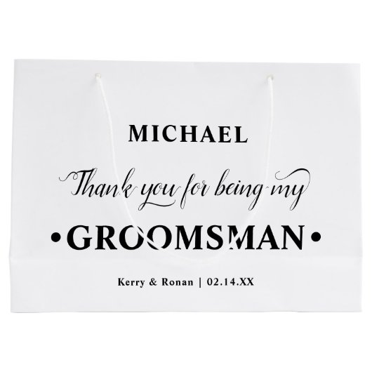 Gepersonaliseerde Groomsman zwart-wit dank u Groot Cadeauzakje (Achterkant)