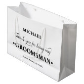 Gepersonaliseerde Groomsman zwart-wit dank u Groot Cadeauzakje (Voorkant Gekanteld)