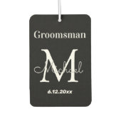 Gepersonaliseerde Groomsman, zwart-wit monogram Luchtverfrisser (Voorkant)