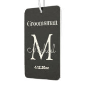 Gepersonaliseerde Groomsman, zwart-wit monogram Luchtverfrisser (Links)