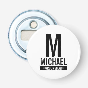 Gepersonaliseerde Groomsman's Monogram en Naam Button Flesopener