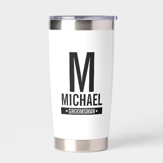 Gepersonaliseerde Groomsman's Monogram en Naam Geïsoleerde Drinkbeker (Links)