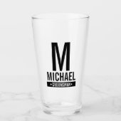 Gepersonaliseerde Groomsman's Monogram en Naam Glas (Voorkant)