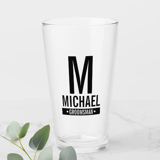 Gepersonaliseerde Groomsman's Monogram en Naam Glas