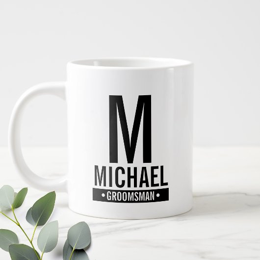Gepersonaliseerde Groomsman's Monogram en Naam Grote Koffiekop