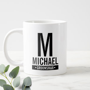 Gepersonaliseerde Groomsman's Monogram en Naam Grote Koffiekop