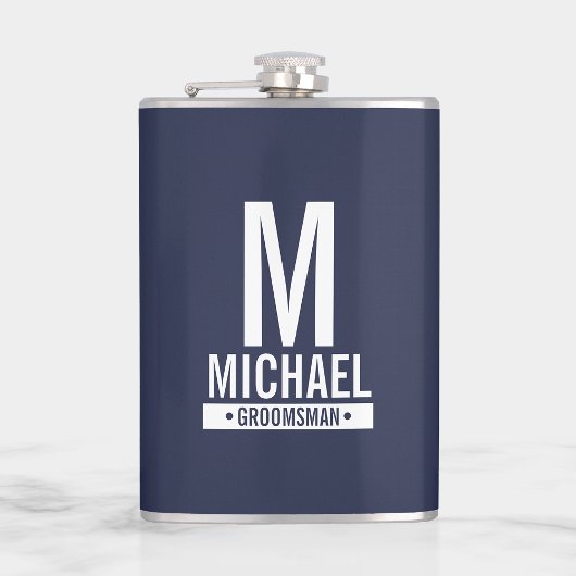 Gepersonaliseerde Groomsman's Monogram en Naam Heupfles