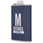 Gepersonaliseerde Groomsman's Monogram en Naam Heupfles (Links)