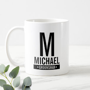 Gepersonaliseerde Groomsman's Monogram en Naam Koffiemok