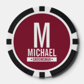 Gepersonaliseerde Groomsman's Monogram en Naam Poker Chips (Voorkant)