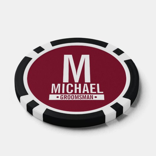 Gepersonaliseerde Groomsman's Monogram en Naam Poker Chips (Enkel)