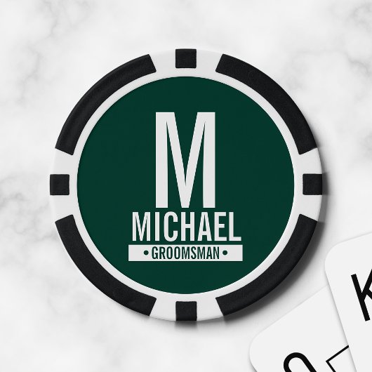 Gepersonaliseerde Groomsman's Monogram en Naam Poker Chips