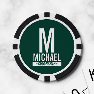 Gepersonaliseerde Groomsman's Monogram en Naam Poker Chips