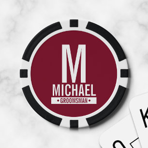 Gepersonaliseerde Groomsman's Monogram en Naam Poker Chips