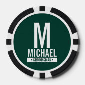 Gepersonaliseerde Groomsman's Monogram en Naam Poker Chips (Voorkant)
