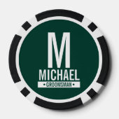 Gepersonaliseerde Groomsman's Monogram en Naam Poker Chips (Achterkant)