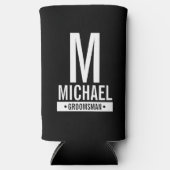 Gepersonaliseerde Groomsman's Monogram en Naam Seltzer Blikjeskoeler (Voorkant)