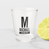 Gepersonaliseerde Groomsman's Monogram en Naam Shot Glas (Voorkant)