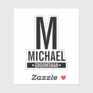 Gepersonaliseerde Groomsman's Monogram en Naam Sticker