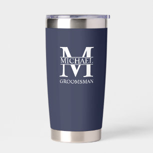 Gepersonaliseerde Groomsman's Naam en Monogram Geïsoleerde Drinkbeker